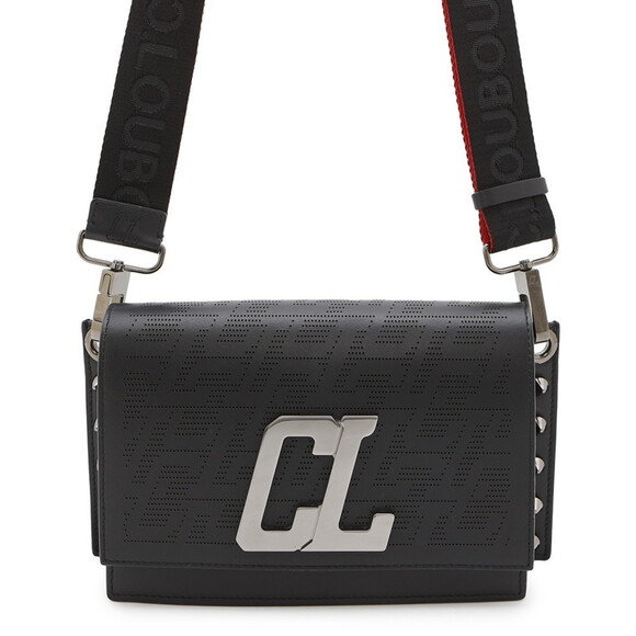 CHRISTIAN LOUBOUTIN Black Monogram Leather Shoulder Bag - Picture 1 of 12